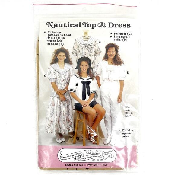 Vintage 80s 90s Nautical Top & Dress Pattern Gooseberry Hills #165 - Picture 7 of 7